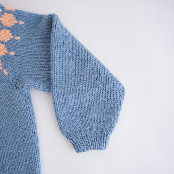 19th Avenue Blue Fair Isle Wool Sweater Peach Cream Knit Retro Cabin Winter L - Picture 4 of 10